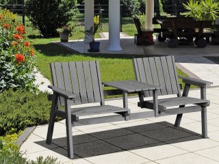 Outdoor 2-Seater Furniture Wooden Garden Bench for Yard, Lawn, Porch, Patio