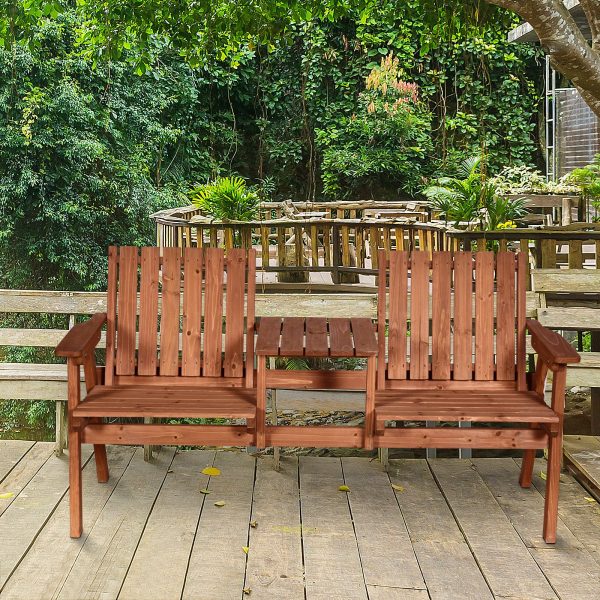 Outdoor 2-Seater Furniture Wooden Garden Bench for Yard, Lawn, Porch, Patio - Image 2