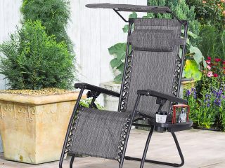 Steel Frame Zero Gravity Outdoor Garden Deck Chair with Canopy