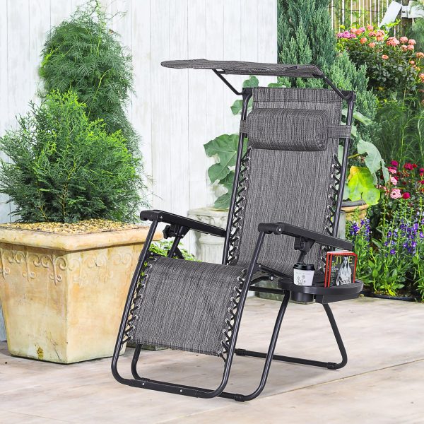 Steel Frame Zero Gravity Outdoor Garden Deck Chair with Canopy