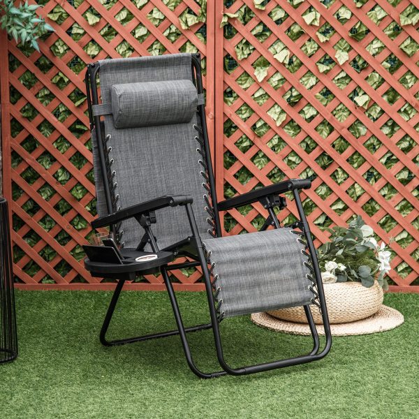 Steel Frame Zero Gravity Outdoor Garden Deck Chair with Canopy - Image 3