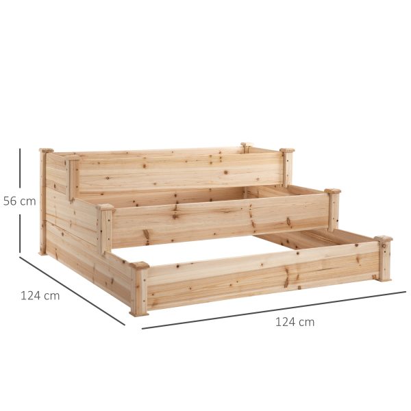 Wooden Raised Bed 3-Tier Planter Kit Elevated Plant Box 124x124x56cm - Image 2