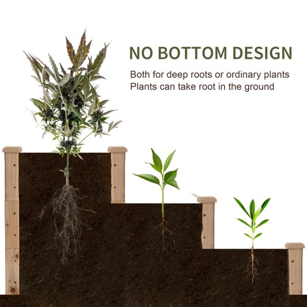 Wooden Raised Bed 3-Tier Planter Kit Elevated Plant Box 124x124x56cm - Image 4