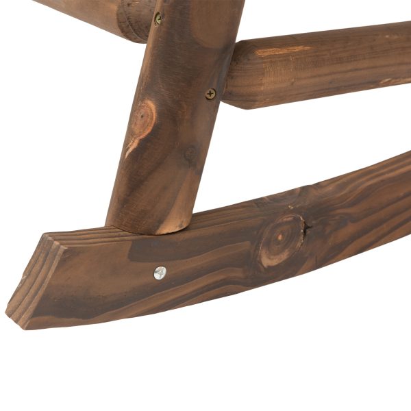 2-Seater Rocking Bench Wood Frame Curved Dark Stain Brown - Image 4