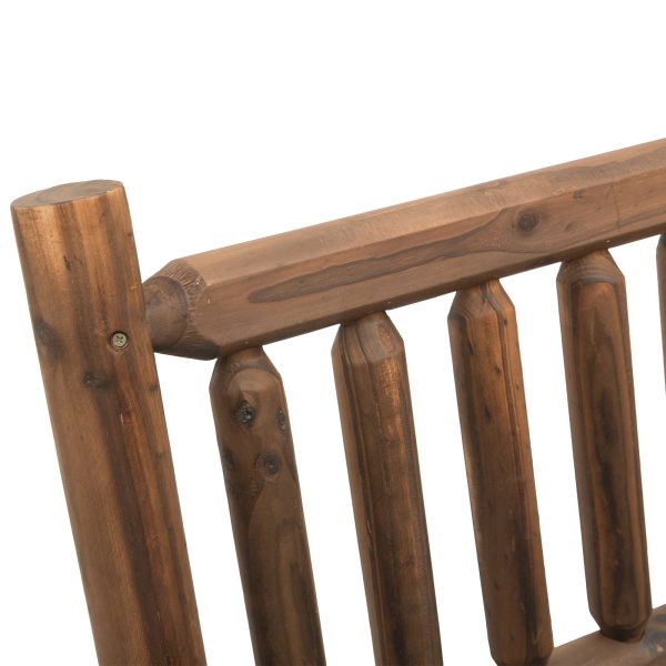 2-Seater Rocking Bench Wood Frame Curved Dark Stain Brown - Image 5