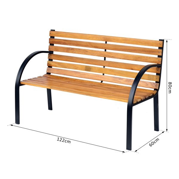 Garden Bench, 122Lx60Wx80H cm-Steel/Wood - Image 2