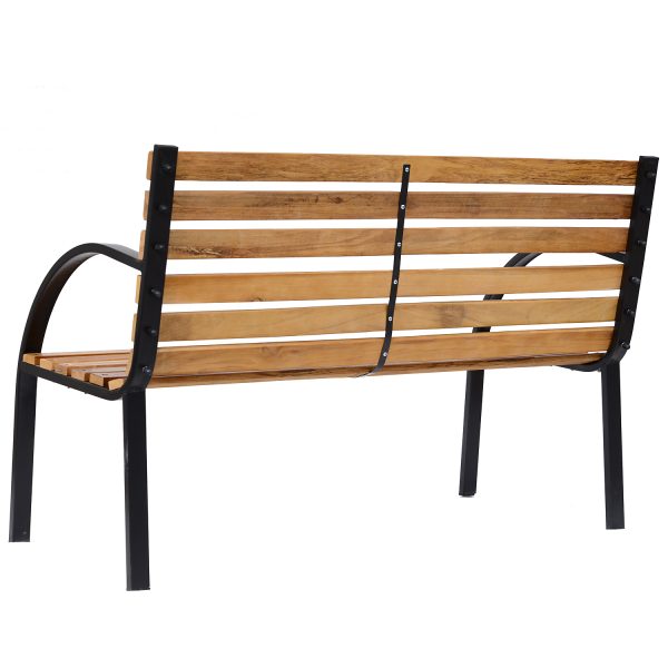 Garden Bench, 122Lx60Wx80H cm-Steel/Wood - Image 4