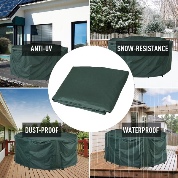 PVC Coated Large Round 600D Waterproof Outdoor Furniture Cover Green - Image 3