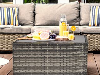 Rattan Wicker Patio Coffee Table Ready to Use Outdoor Furniture