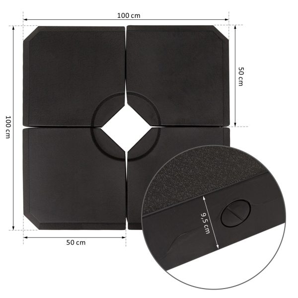 HD Polyethylene Sand or Water Fillable Parasol Base Black - Image 2