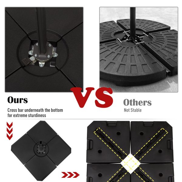HD Polyethylene Sand or Water Fillable Parasol Base Black - Image 3