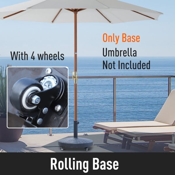 Resin Patio Umbrella Base Parasol Stand Weight Deck Holder w/ Wheels Outdoor - Image 3