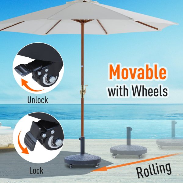 Resin Patio Umbrella Base Parasol Stand Weight Deck Holder w/ Wheels Outdoor - Image 4