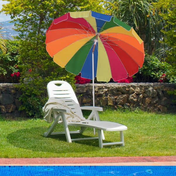 2.4m Beach Umbrella with Sand Anchor Adjustable Tilt Carry Bag