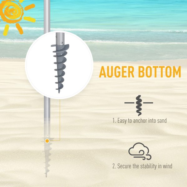 2.4m Beach Umbrella with Sand Anchor Adjustable Tilt Carry Bag - Image 5