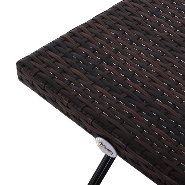 Folding Square Rattan Coffee Table Bistro Balcony Garden Steel Outdoor - Image 6