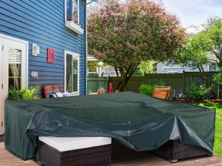 PVC Coated Large Square 600D Waterproof Outdoor Furniture Cover Green