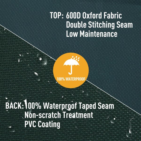 PVC Coated Large Square 600D Waterproof Outdoor Furniture Cover Green - Image 3