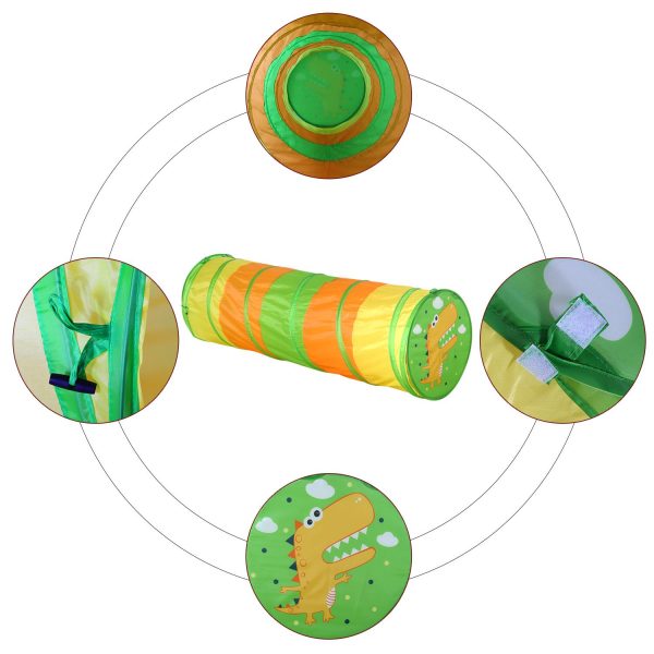 SOKA Play Tunnel Green Pop Up Dino Dinosaur Indoor or Outdoor Garden Play Tent for Kids Childrens - Image 5