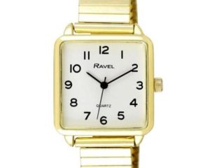 Ravel Women's Classic Rectangular Dial Gold Expander Bracelet Watch R0239.01.2