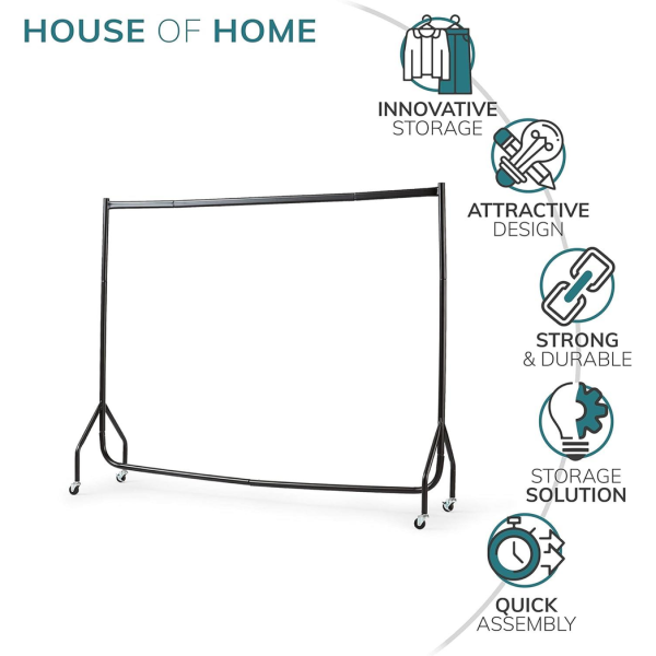 Superior Heavy Duty 5FT Long x 5FT Tall Clothes Rail In Black - Image 3
