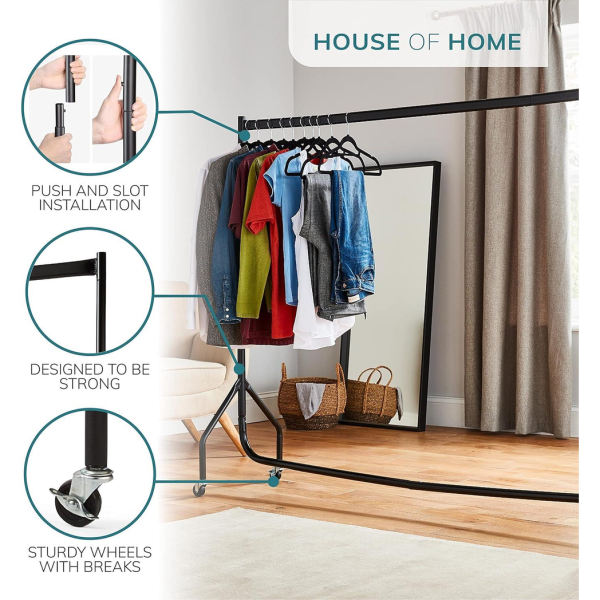 Superior Heavy Duty 5FT Long x 5FT Tall Clothes Rail In Black - Image 6