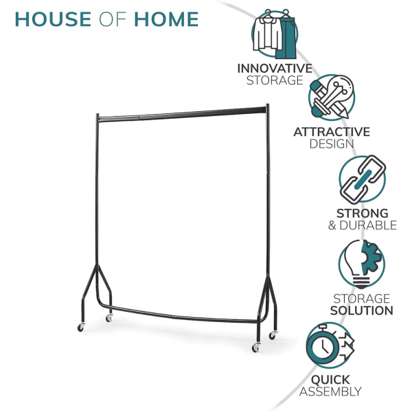 Extra Heavy Duty 4FT Long x 5FT Clothes Rail In Black - Image 3