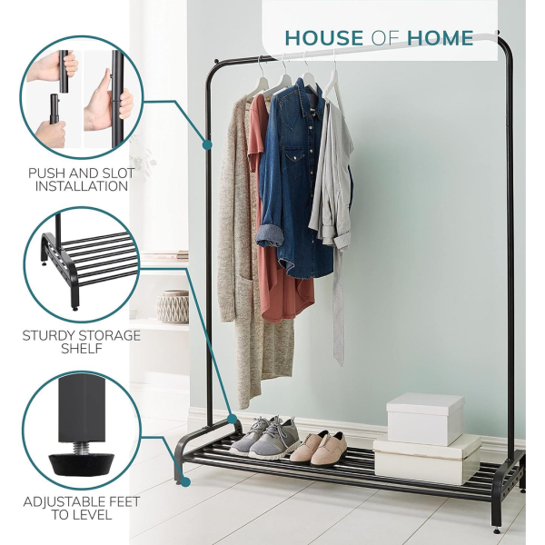 Clothes Rail In Black Powder Coating - Image 4