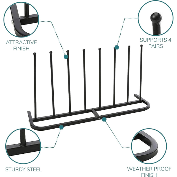 4 Pair Black Boot Shoe Welly Stand Storage Organizer - Image 5
