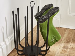 5 Pair Black Round Boot Shoe Rack Welly Holder Stand Storage Organizer