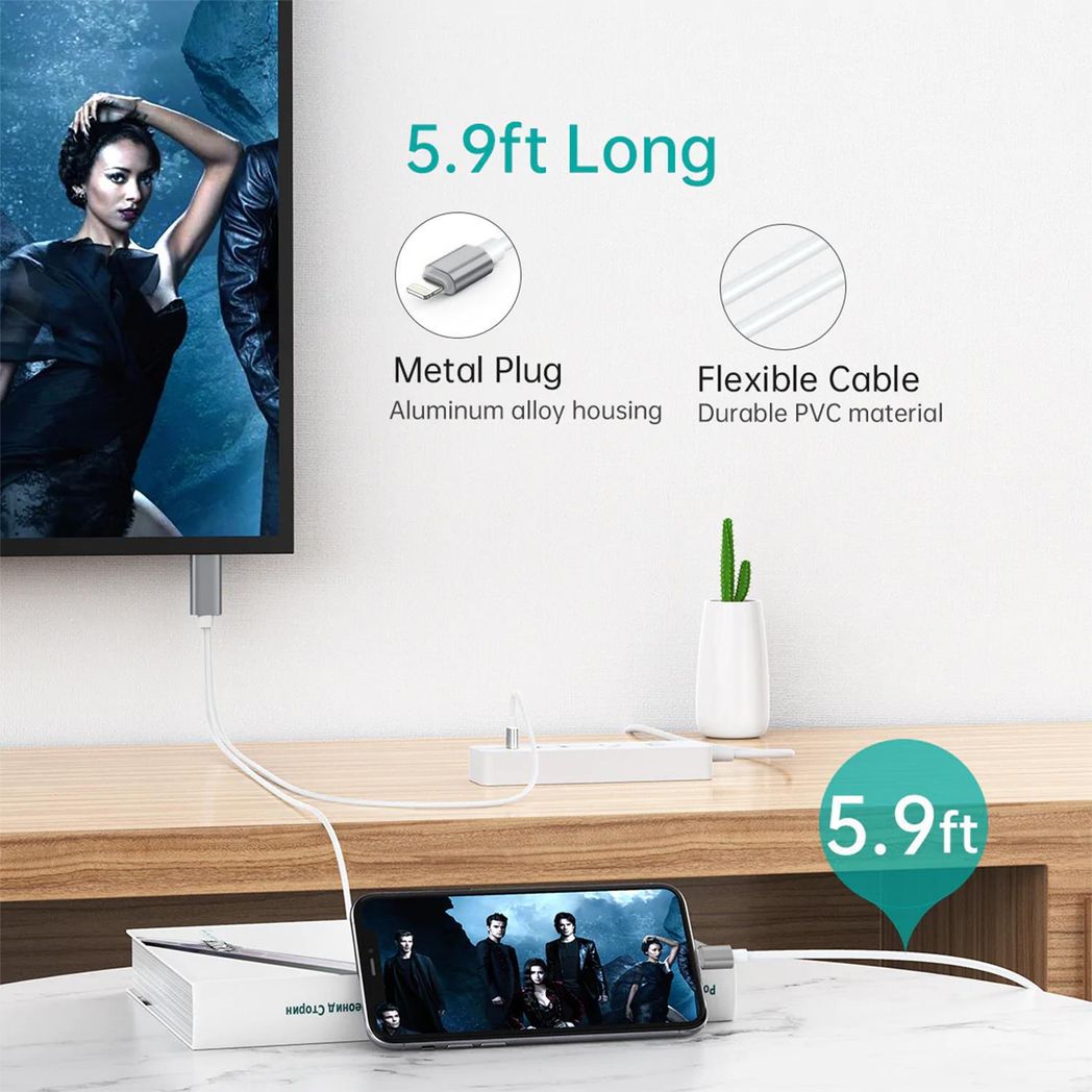 Aquarius Full HD Support HDMI Connector Cable for Phone/Pad Space Grey - Image 3