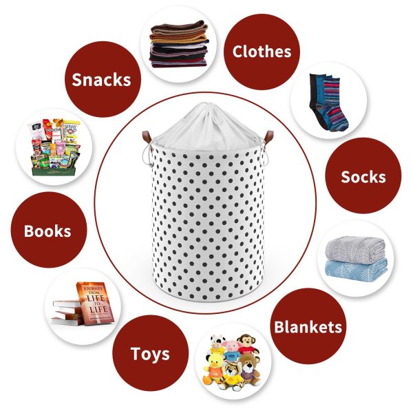 VINSANI DRAWSTRING LAUNDRY BASKET POLKA DOTS 0000334 - Image 3