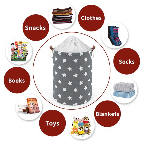 VINSANI DRAWSTRING LAUNDRY BASKET ZIG ZAG STAR 0000330 - Image 6