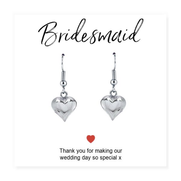 Bridesmaids Heart Earrings & Thank You Card - Image 2