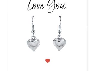 Heart Earrings & Love You Message Card