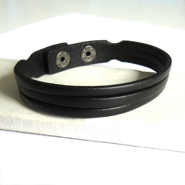 Men's Leather Trio Bracelet - Image 2