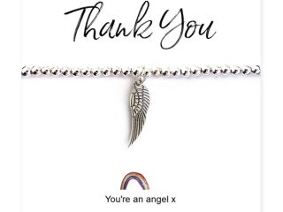Angel Wing Bracelet on Rainbow Thank You Card