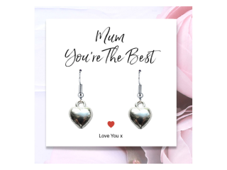 Mum You're The Best Heart Earrings & Message Card