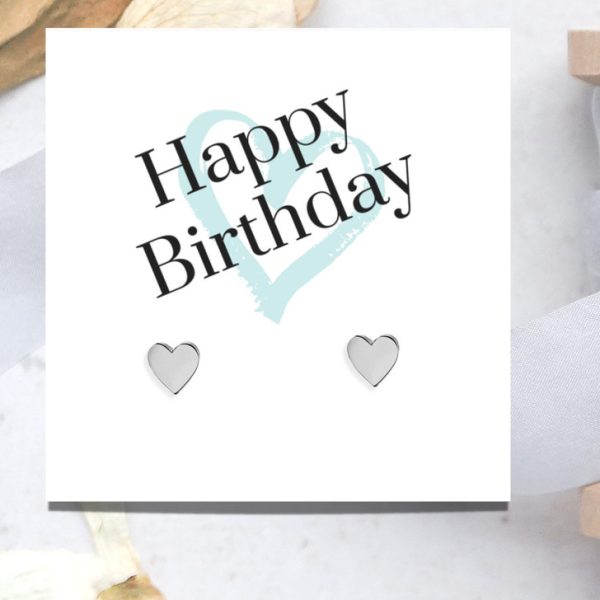 Happy Birthday Painted Heart Earrings & Message Card - Image 2