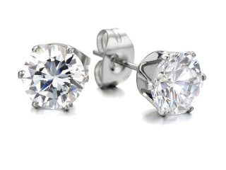 Cubic Zirconia Stud Earring 6mm - Hypoallergenic