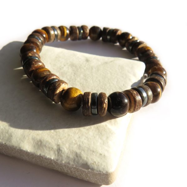 Men's Tigers Eye Beaded Bracelet - Image 2