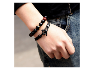 Men's Black Anchor Bracelet