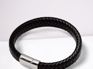 Men's Luxury Black Leather Bracelet