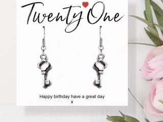 21st Birthday Earrings & Message Card