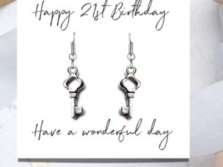 Happy 21st Birthday Earrings & Message Card