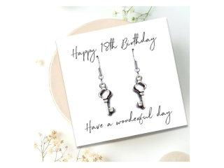 Happy 18th Birthday Earrings & Message Card