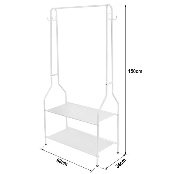 Clothes Rail With Two Shelves in White Powder Coating - Image 5
