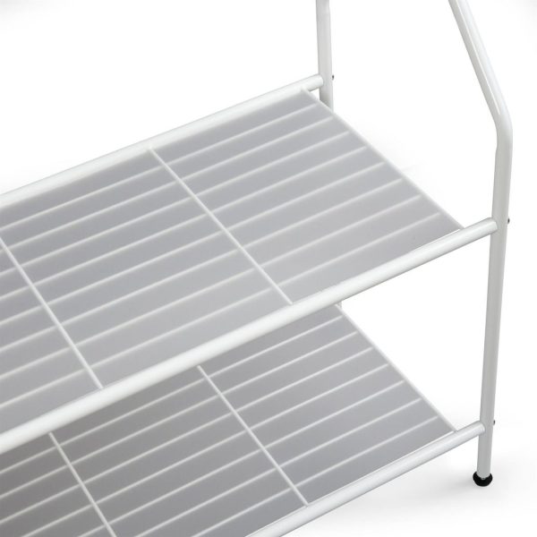Clothes Rail With Two Shelves in White Powder Coating - Image 4