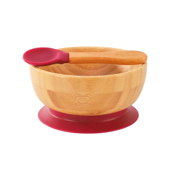 VINSANI BAMBOO BOWL & SPOON SET RED 0000241