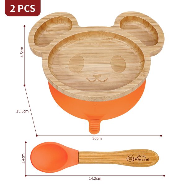 VINSANI MOUSE BAMBOO PLATE & SPOON SET ORANGE 0000234 - Image 7